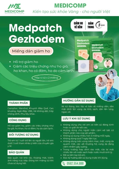 Miếng dán giảm ho Medpatch Gezhodem trong 8 giờ