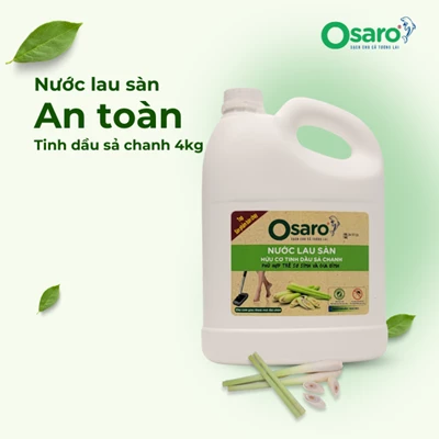 Nước lau sàn OSARO tinh dầu sả chanh can 4kg – Lau sạch ổn định, không gian thoáng sau khô